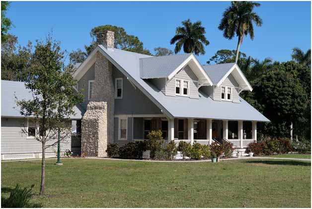 A house with a front yard.